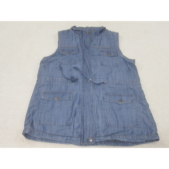 Blu Pepper Womens Shirt Large Button Up Sleeveless Collared Casual Vest Layered - Picture 1 of 8
